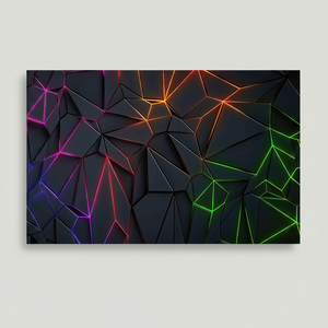 Modern Neon Geometric Printed <b>Canvas</b> Art - Elegant <b>Wall</b> Decor,WRAPPED <b>CANVAS</b> - Product Image 2