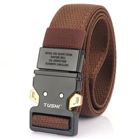 Vente en gros de ceinture tactique pour hommes, tissu élastique personnalisé, boucle en alliage métallique et nylon, ceinture de sport décontractée extensible à dégagement rapide