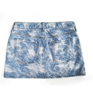 Falda vaquera lavada a la moda de fábrica de China, minifaldas, ropa de calle, minifalda informal para mujer con bolsillo personalizado - Product Image 2