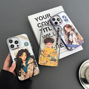 Gravur Bunte INS Wind werfen Cartoon Mädchen Full Pack Hard Phone Case für iPhone Xr Xs 11 12 13 14 Pro Max Cell Cover