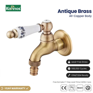 Vintage Chinese Brass Faucet <b>Wall</b> Mounted Single Handle Antique Garden Bibcock Cold Water Outdoor Laundry <b>Mop</b> Sink Tap - Product Image 1