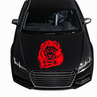 Calcomanía de Vinilo Personalizada con Cabeza de León Roja para Capó de Coche, Gráfico Tribal, Adhesivo de Carreras para Vehículos Negros