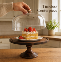 Support à gâteau moderne en bois d'acacia écologique et non toxique avec base ronde et piédestal en bois pour le thé de l'après-midi, les mariages, la pâtisserie et les cadeaux