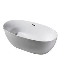 Baignoire ovale moderne luxueuse autoportante en acrylique de 67 pouces avec massage par air et sol ergonomique antidérapant pour petite salle de bain