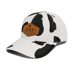 לקוחות ממותג עיצוב מודפס כותנה אריג 6 פנל בייסבול כובע Snapback כובעי עם עור תיקון לוגו אחד גודל מתאים לכל כובעים