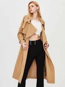 Femmes à la mode automne nouveau Design goutte épaule manches longues surdimensionné <span class=keywords><strong>mi</strong></span>-<span class=keywords><strong>long</strong></span> <span class=keywords><strong>Trench</strong></span> Coat avec ceinture - Product Image 2