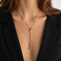 Collier élégant en acier inoxydable plaqué or pour femme, avec pendentif minimaliste en perle naturelle, ras-de-cou, bijoux de mariée, cadeaux