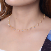 Collar de Plata de Ley 925 con Circonita Rectangular Dorada para Mujer
