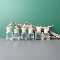 Mini flacon diffuseur de parfum pour voiture en verre mat de 8 ml, forme carrée, avec bouchon à vis, vide, support de parfum suspendu, pour aromathérapie