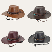 Vente en gros Chapeaux classiques ethniques avec boucle en cuir pour filles Chapeaux de cow-boy en cuir PU Fabricant d'accessoires pour hommes et femmes