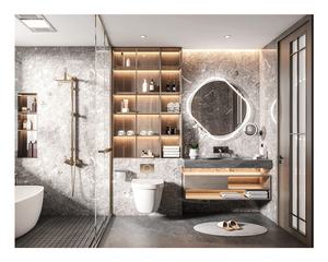 Combo hôtel imperméable toilette vanité unité bain sous évier meubles flottant salle de bain vanité armoire ensemble avec différentes tailles - Product Image 2