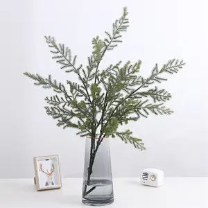 인공 소나무 잎 가지 가짜 녹지 식물 소나무 장식 가짜 소나무 잎 DIY 화환 공예 크리스마스 홈