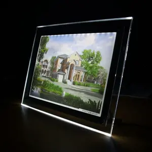 Acrylic Panel Edge-lighted Table Stand Led Crystal Light Box For Menu Display