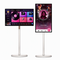 CUHUB TV Pintar Portabel 32 Inci 4K Layar Sentuh Android 13 Layar LED Berputar Signage Digital Bergerak Putih