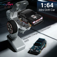 Voiture de course RC 4x4 à l'échelle 1:64 avec gyroscope 2.4G, chargeur magnétique, lumières LED, contrôle entièrement proportionnel, pour intérieur/extérieur, pour enfants