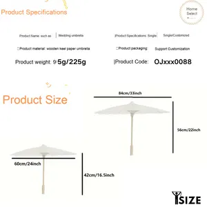 Parapluies manuels en papier blanc chinois en gros, grande taille, avec manche en bois, pour décoration de sol de mariage - Product Image 3