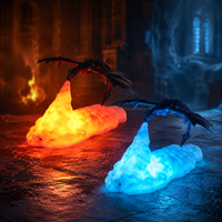 Sculpture LED de Dragon Volant Médiéval, Effet Feu et Glace, Décoration de Table, Artisanat en PLA, Cadeau pour Gamers