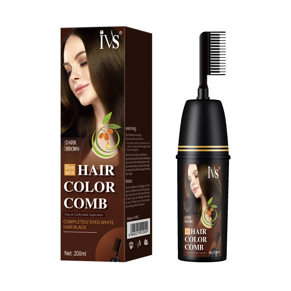 Crema para teñir de color OEM, ingredientes de crema negra para el cabello para uso doméstico, crema para teñir el cabello de fácil coloración permanente con peine Natural