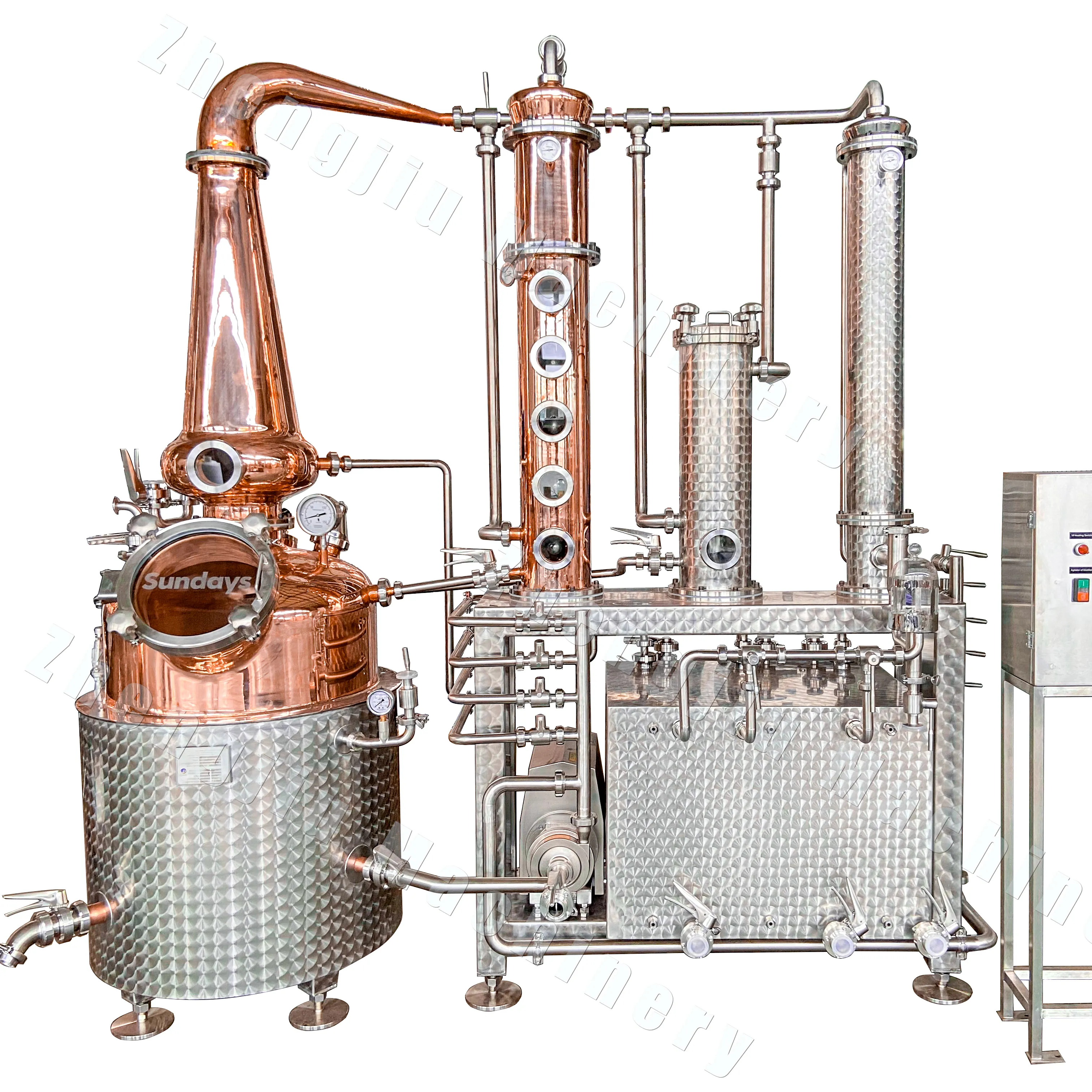 200L ZJ New Craft espírito destilaria whisky gin bebida destilado máquina destilador Moonshine destilação equipamentos acessórios
