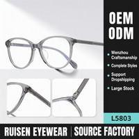Monture de lunettes optiques ultra-légère ronde en acétate, verres correcteurs anti-lumière bleue avec impression PC, supportant OEM ODM