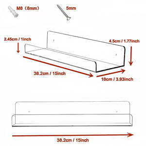 Estante de <span class=keywords><strong>Pared</strong></span> en Forma de L de Acrílico Transparente de 4 mm de Grosor, Organizador Flotante Montado con <span class=keywords><strong>Tornillos</strong></span> para Baño, Cocina, Sala de Estar, Almacenamiento en el Tocador - Product Image 6