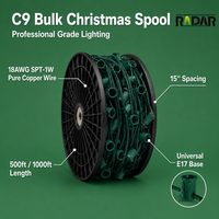 Ampoules LED C9 E17, guirlande lumineuse verte, bobine de fil, décoration de Noël extérieure