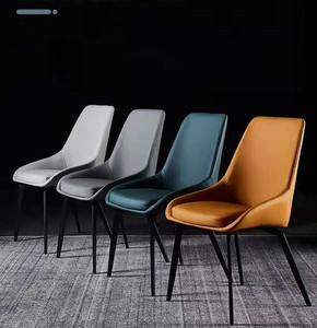 <span class=keywords><strong>Chaise</strong></span> de salle à manger moderne en cuir avec dossier en forme de <span class=keywords><strong>tulipe</strong></span>, structure en métal, assise ronde, pour restaurant, maison, hôtel - Product Image 4
