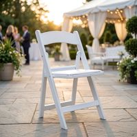 Chaise pliante Wimbledon en résine blanche portable pour événements, mobilier d'extérieur empilable pour location et fêtes