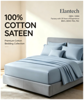 Ensemble de draps en satin de coton 100% BSCI OEKO TEX, couleur unie, housse de couette en coton, collection de literie