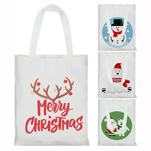 Promozione pacchetto regalo di natale per la spesa Tote Shopping borsa in tela di cotone con Logo stampato personalizzato - Product Image 1