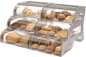 Top-Bán đa Tier <span class=keywords><strong>Acrylic</strong></span> bánh tráng miệng hiển thị trường hợp đứng rõ ràng <span class=keywords><strong>Acrylic</strong></span> Bánh Mì Bánh Showcase với cửa chốt từ - Product Image 2