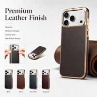 Étui de téléphone en cuir véritable ciré à l'huile, cadre en TPU, plaque arrière en PC, compatible avec les smartphones