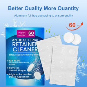 Hiệu quả nha khoa làm sạch siêu âm giữ aligners Sữa rửa mặt máy tính bảng cho răng giả và <span class=keywords><strong>invisalign</strong></span> cho răng và người lưu giữ - Product Image 3