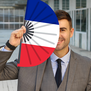 Abanicos Plegables de Bambú con la Bandera de Francia al por Mayor, Abanico de Mano para Carnaval, Boda, Festival, Fiesta, Agencia de Viajes - Product Image 3