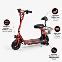 Trottinette électrique directe usine avec siège et panier, 36V 250W 3.0Ah Lithium, Bluetooth, 18-20km/h, éclairage LED, charge utile 80kg