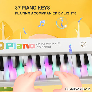 <span class=keywords><strong>Piano</strong></span> portable en plastique transfrontalier, clavier électronique multifonctionnel 37 touches avec lumières, pour débutants et enfants - Product Image 2