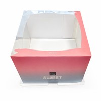 Boîte à gâteau transparente élégante en papier dégradé arc-en-ciel avec design dégradé, boîte à gâteau de qualité supérieure pour cadeau