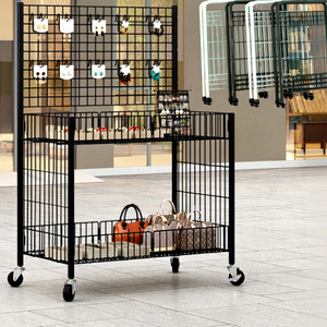 แผงตะแกรงสแตนเลสพับได้แบบเบา สำหรับจัดแสดงอาหาร ทนทานต่อการเกิดสนิม พร้อมตะขอแขวน รถเข็นอาหารสำหรับร้านค้าปลีก - Product Image 1