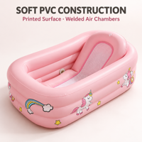 Baignoire gonflable imprimée pour bébé avec support intégré en forme de selle et corps en PVC de 0,3 mm pour la vente en gros