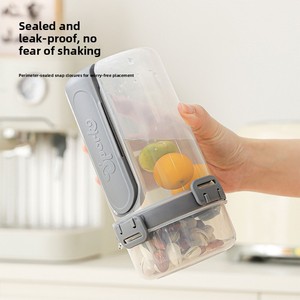 New Portable Light Food Double-layer Salad Cup Breakfast Fruit Snack Preservation Box with Fork sealed <strong>Plastic</strong> <strong>Bottle</strong> with Fork - Product Image 1