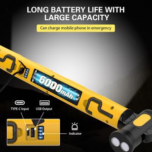 Barre lumineuse de travail COB sous le capot rechargeable par USB 3000LM Portable magnétique sans fil Lumière de chantier avec batterie 5200mAh - Product Image 5