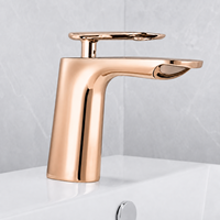 Grifo Mezclador de Agua Fría y Caliente de Latón Moderno con Monomando para Lavabo de Baño Tipo Cascada