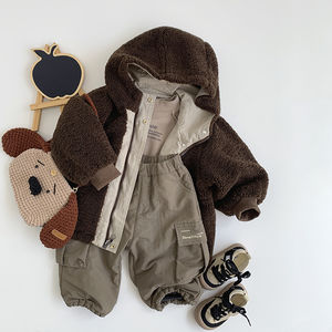 Pantalon cargo décontracté épaissi tendance pour garçons et filles Style japonais coréen <span class=keywords><strong>chaud</strong></span> avec doublure pour pantalons pour enfants - Product Image 4