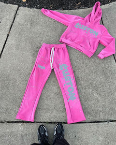 Custom Print logo Stacked Sets Sweat <b>Suits</b> Men's Sets Two Pieces Flare <b>Pants</b> Sets Hoodies Tracksuits Sweatsuit for Men - Product Image 3