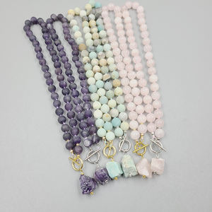 <span class=keywords><strong>Collana</strong></span> girocollo con perline di quarzo rosa, <span class=keywords><strong>collana</strong></span> con ciondolo in pietra grezza, regalo di gioielli <span class=keywords><strong>per</strong></span> <span class=keywords><strong>lei</strong></span> - Product Image 4