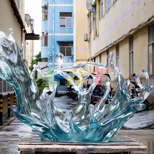 Transparent Resin Wave Sculpture <b>Large</b> Abstract Handmade Home Decor Living Room Hotel <b>Ornament</b> Irregular Shape LBT 009 - Product Image 5
