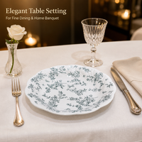 Assiette creuse en céramique de 8 pouces, motif floral champêtre français, bord festonné, bol à soupe en porcelaine, vaisselle pour la maison et la restauration, vente en gros