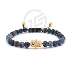 Braccialetti regolabili degli uomini della corda delle perle di pietra naturali calde di <span class=keywords><strong>Hamza</strong></span> 8mm all'ingrosso - Product Image 5