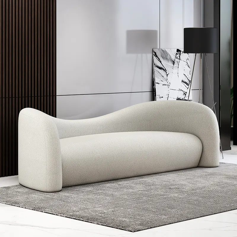 Nouveau Design de Style nordique blanc simple trois sièges paresseux petit salon meubles d'intérieur de luxe modernes canapé incurvé en laine d'agneau