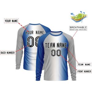 Camiseta de Béisbol Personalizada con Degradado, Manga Larga, Unisex, Absorbe la Humedad, Impresión Sublimada, Nombre del Equipo, Número - Product Image 3